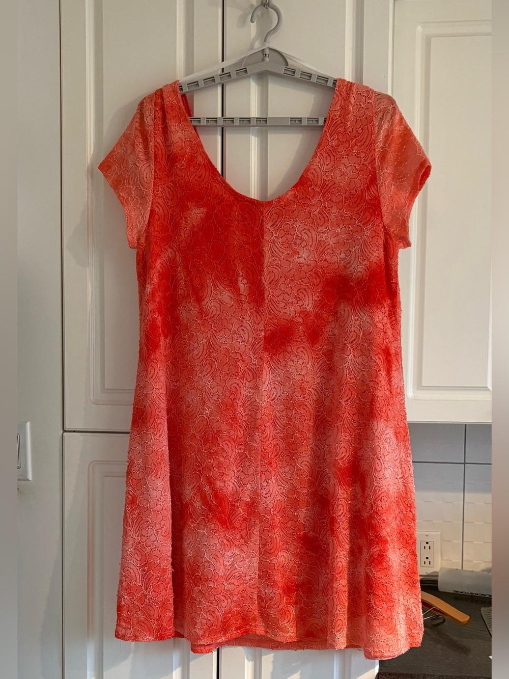 Bright Orange Lace-Trim Dress - 3X